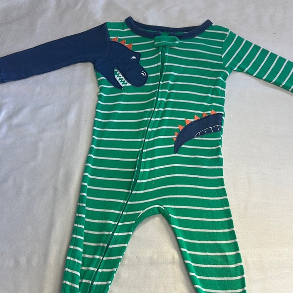 Carter's - Green Striped Baby Onesie with Dinosaur - Picture 3 of 4